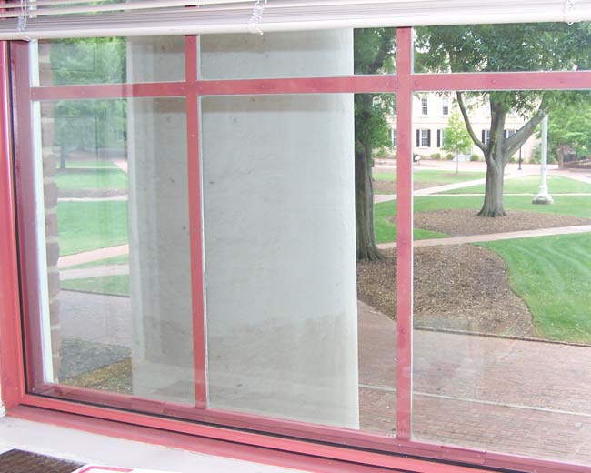 Interior view of window with nearly invisible secondary glazing